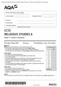 Actual 2024 AQA GCSE RELIGIOUS STUDIES A 8062/12 Paper 1: Catholic Christianity Merged Question Paper + Mark Scheme