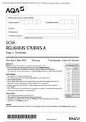 Actual 2024 AQA GCSE RELIGIOUS STUDIES A 8062/13 Paper 1: Christianity Merged Question Paper + Mark Scheme