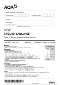 AQA GCSE ENGLISH LANGUAGE Paper 2 JUNE 2024 QUESTION PAPER