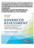 ADVANCED ASSESSMENT: INTERPRETING FINDINGS AND FORMULATING DIFFERENTIAL DIAGNOSES 5th Edition by Goolsby test bank is not a book but rather exam practice questions and answers