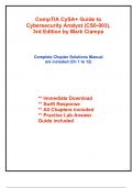 Solutions for CompTIA CySA+ Guide to Cybersecurity Analyst (CS0-003), 3rd Edition by Ciampa (All Chapters included)