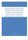 LEGAL TERMS FOR COURT INTERPRETER WRITTEN Exam | 60+ Questions with 100% Correct Answers | ALL VERIFIED | Latest Update | 2023/2024.