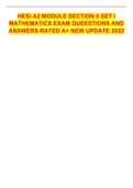 HESI A2 MODULE SECTION II SET I MATHEMATICS EXAM QUEESTIONS AND ANSWERS RATED A+ NEW UPDATE 2022