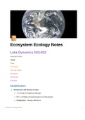 Ecosystem ecology spring semester lecture notes