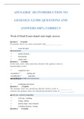 APUS-ERSC 181 INTRODUCTION TO GEOLOGY GUIDE QUESTIONS AND ANSWERS 100% CORRECT