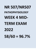 NR 507/NR507 PATHOPHYSIOLOGY WEEK 4 MIDTERM EXAM 2022