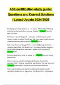 ASE certification study guide | Questions and Correct Solutions | Latest Update 2024/2025