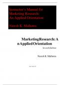 Solution Manual For Marketing Research: An Applied Orientation 7th Edition (What's New in Marketing) by Naresh Malhotra ISBN:9780134734842, All 23 Chapters Covered, Verified Latest Edition