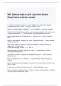 MN Dental Assistant License Exam Questions and Answers 2024-2025