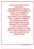 TEST BANK FOR STAHL'S ESSENTIAL PSYCHOPHARMACOLOGY 5TH EDITION BY STEPHEN M. STAHL | | 9781108838573 | CHAPTER 1-13 EXAM QUESTIONS AND COMPLETE 100% CORRECT VERIFIED  ANSWERS WITH WELL EXPLAINED RATIONALES GRADED A+ BY EXPERTS LATEST UPDATE 2024 ALREAD