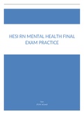 HESI RN MENTAL HEALTH FINAL EXAM PRACTICE