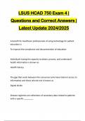 LSUS HCAD 750 Exam 4 | Questions and Correct Answers | Latest Update 2024/2025