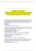 NREMT Final Exam: Medical/Obstetrics/Gynecology Questions And Answers Graded A+ 2024-2025.