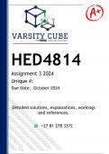 HED4814 Assignment 3 (DETAILED ANSWERS) 2024 - DISTINCTION GUARANTEED