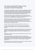 PSY 390-Counseling PSY-Chapter 2-The Counselor Person & Professional