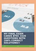 MY FINAL EXAM CARDS BTEC 3320 QUESTIONS WITH 100% CORRECT SOLUTIONS!!