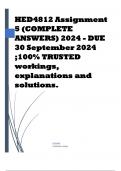 HED4812 Assignment 5 (COMPLETE ANSWERS) 2024 - DUE 30 September 2024 ALL CORRECTLY ANSWERED LATEST UPDATES//GRADED A+ (UNISA ASSIGNMENT| ASSESSMENT)