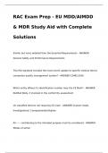 RAC Exam Prep - EU MDD/AIMDD & MDR Study Aid with Complete Solutions