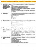 Fitzgerald Pharmacology Midterm Practice Questions with Answers