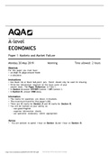 A-level ECONOMICS Paper 1 Markets and Market Failure