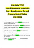 Ohio BMV TIPIC permit/motorcycle knowledge test | Questions and Correct Answers | Latest Update 2024/2025