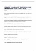 NREMT-B VOCABULARY QUESTIONS AND ANSWERS WITH SOLUTIONS 2024