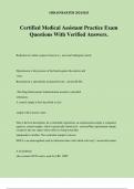 Certified Medical Assistant Practice Exam Questions With Verified Answers