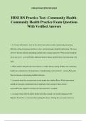 HESI RN Practice Test--Community Health- Community Health Practice Exam Questions With Verified Answers