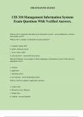 CIS 310 Management Information Systems Exam Questions With Verified Answers.