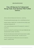 Class A/B Operator for Underground Storage Tank. Exam Questions With Verified Answers.