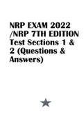 NRP EXAM 2022 /NRP 7TH EDITION Test Sections 1 & 2 (Questions & Answers)