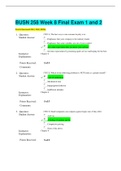 BUSN 258 : Week 8 Final Exam 1 and 2 (latest 2021/2022) complete Solutions, Points Received:250 / 250 (100%).