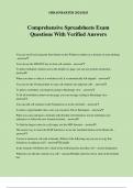 Comprehensive Spreadsheets Exam Questions With Verified Answers