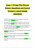 Exam 1: Private Pilot Ground School | Questions and Correct Answers | Latest Update 2024/2025