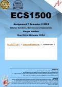 ECS1500 Assignment 7 (COMPLETE ANSWERS) Semester 2 2024