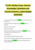 TC PPL Written Exam: General Knowledge | Questions and Correct Answers | Latest Update 2024/2025