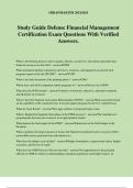 Study Guide Defense Financial Management Certification Exam Questions With Verified Answers.