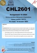 CHL2601 Assignment 10 (COMPLETE ANSWERS) 2024 (183772) - DUE 10 October 2024