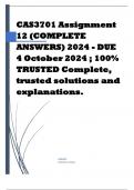 CAS3701 Assignment 12 (COMPLETE ANSWERS) 2024 - DUE 4 October 2024 ; 100% TRUSTED Complete, trusted solutions and explanations. 