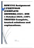 BSW3702 Assignment 3 PORTFOLIO (COMPLETE ANSWERS) 2024 - DUE 1 October 2024 ; 100% TRUSTED Complete, trusted solutions and explanations. 