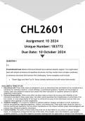 CHL2601 Assignment 10 (ANSWERS) 2024 - DISTINCTION GUARANTEED