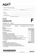 AQA GCSE CHEMISTRY Paper 1 Question Paper(8462/1F: Foundation Tier)2024