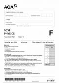 AQA GCSE PHYSICS Paper 2 QUESTION PAPER(8463/2F: Foundation Tier)2024