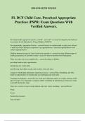 FL DCF Child Care, Preschool Appropriate Practices (PSPR) Exam Questions With Verified Answers.