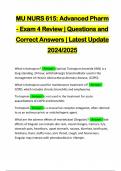 MU NURS 615: Advanced Pharm - Exam 4 Review | Questions and Correct Answers | Latest Update 2024/2025