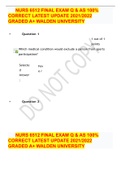 	NURS 6512 FINAL EXAM Q & AS 100% CORRECT LATEST UPDATE 2021/2022 GRADED A+ WALDEN UNIVERSITY