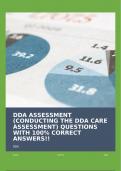 DDA ASSESSMENT (CONDUCTING THE DDA CARE ASSESSMENT) QUESTIONS WITH 100% CORRECT ANSWERS!!