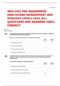 WGU C432 PRE-ASSESSMENT: HEALTHCARE MANAGEMENT AND STRATEGY (PKXC) 2024 (61) QUESTIONS AND ANSWERS 100% CORRECT