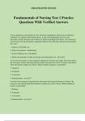 Fundamentals of Nursing Test 1 Practice Questions With Verified Answers