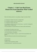 Chapter 1 - Gold Coast Real Estate Homework Exam Questions With Verified Answers.